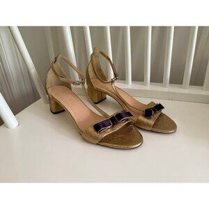 J. Crew Gold & Navy Heels